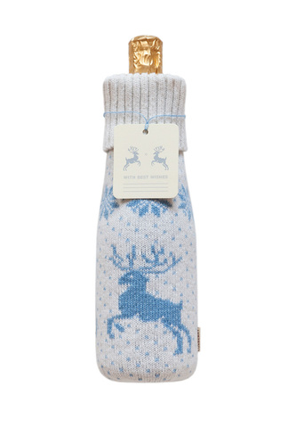 Декоративный чехол на бутылку Luxberry Олень белый-голубой