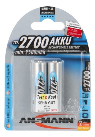 Аккумулятор АА/NiMH ANSMANN 1.2V, 2700mAh