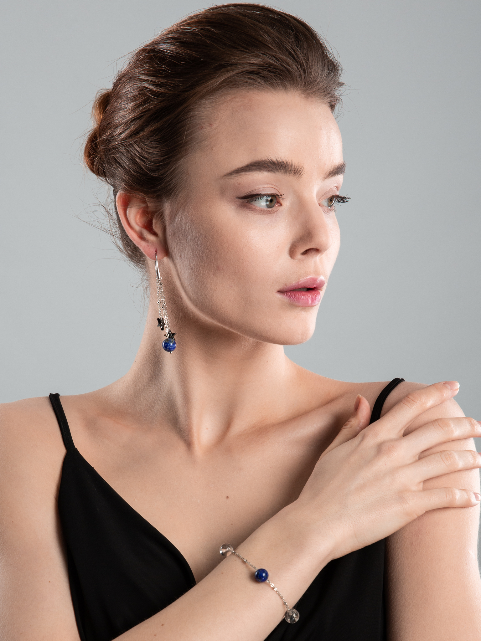 Серьги из лазурита и гематита