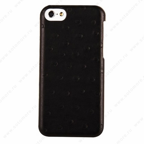 Накладка Melkco кожаная для iPhone 5C Leather Snap Cover (Ostrich Print pattern - Black)