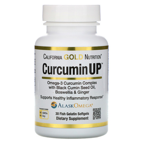 California Gold Nutrition, CurcuminUP, комплекс куркумина и омега-3, поддержка при воспалениях, 30 рыбно-желатиновых капсул