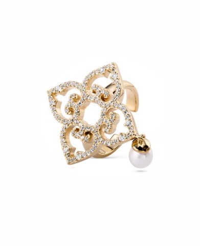 Ring Classic Yellow Gold, White Topaz, S