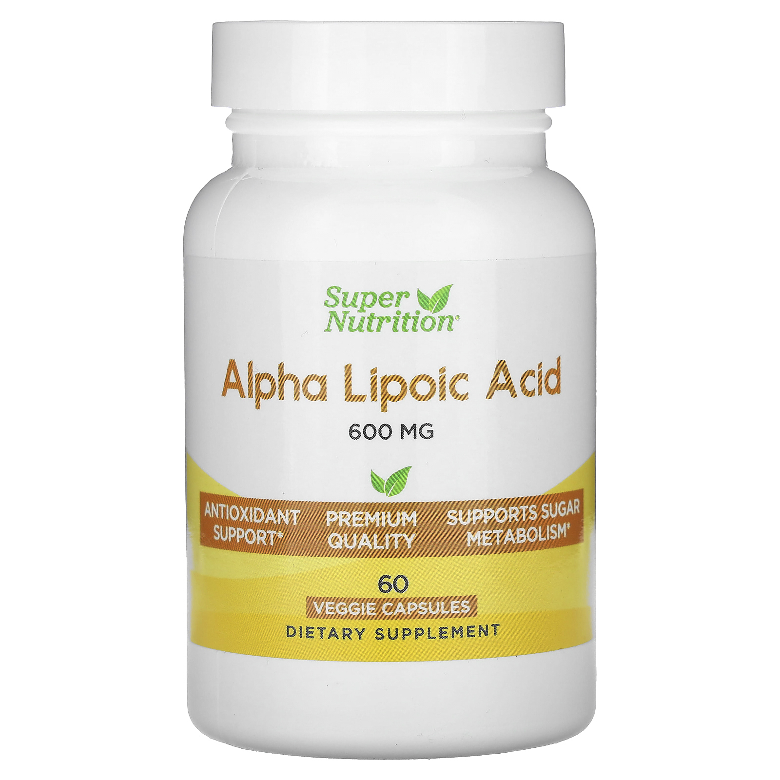 Super Nutrition, альфа-липоевая кислота, 600 мг, 60 растительных капсул ...