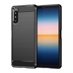 Мягкий защитный чехол для Sony Xperia 10 IV Mark 4 с 2022 года, серии Carbon (в стиле карбон) от Caseport