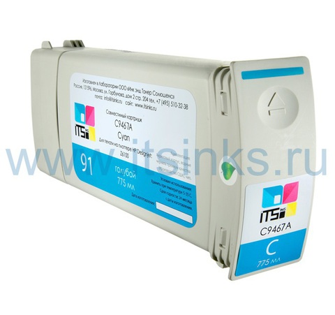 Картридж для HP 91 (C9467A) Cyan 775 мл