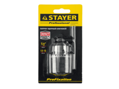 STAYER 13 мм, 1/2?, ударный сверлильный патрон с ключом для дрели, Professional (29055-13-1/2)