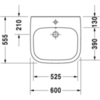 Duravit D-Code Раковина  с перел., с 1 отв. под смес., 600x550мм, Цвет: Белый 23126000002