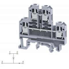Двухуровневая клемма, винтовые зажимы проводника до 4 мм.кв. 32A/500V с диодной схемой - конфигурация D2