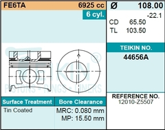 Поршень двигателя TEIKIN 44656A STD (6шт/упак)