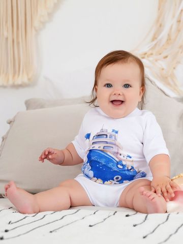 Боди с коротким рукавом "Корабль в цветах"