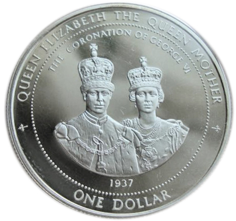 1 доллар. Король Георг VI, Коронация 1937. Бермуды, Бермудские о-ва. 1996 год. Серебро