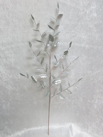 Веточка с листьями розы 89см ChristmasDeLuxe premium collection серебряная