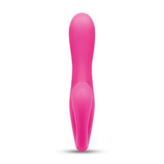 Розовый вибромассажер с клиторальным отростком Harmony Vibe - 16,8 см. - 