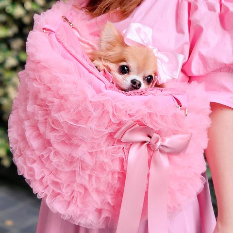 047 Кружевная сумка-переноска для собаки малых пород до 2,5-3 кг "Аделин" / "Adelin" - Wooflink