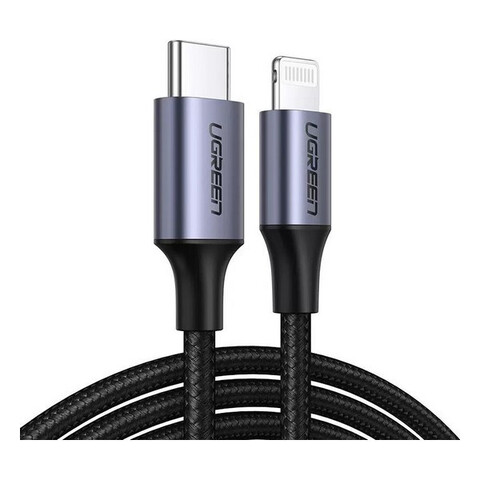 Кабель  UGREEN US304 (60759) USB-C to Lightning M/M Cable Aluminum Shell Braided.  Длина 1 м, черный Кабель  UGREEN US304 (60759) USB-C to Lightning M/M Cable Aluminum Shell Braided.  Длина 1 м, черный