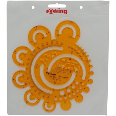 Шаблон чертежный Rotring радиусов: 48 от 0,5 до 40 мм, пластик желтый/прозрачный 1:1 (S0238341)