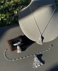 4829- Браслет Tassel с подвеской кисточкой из серебра 925 пробы с куб.цирконами