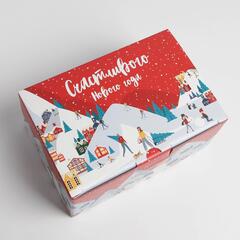 Коробка сборная одиночная Прямоугольник, «Счастливого Нового года», 22*15*10 см