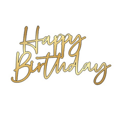 Топпер "Happy birthday" №14 14*8см, золото, материал акрил
