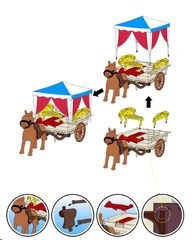 Повозка с лошадкой и семьей обезьянок Happy family 012-06