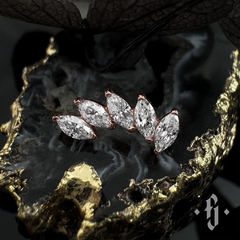 Кластер "Curv Marquise" - Розовое золото - White CZ