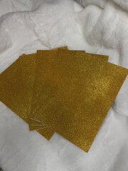 Фоамиран глиттерный 2 мм, А4, цвет - золотой, самоклеющийся - 5 штук