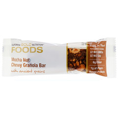 California Gold Nutrition, Foods, жевательные батончики-мюсли с кофем мокко и орехами, 12 батончиков весом 1,4 унции (40 г) каждый