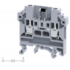 Клемма, винтовые зажимы проводника до 4 мм.кв. 32A/500V с диодной схемой - конфигурация D2