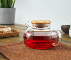 Стеклянный заварочный чайник с бамбуковой крышкой "Бамбук", 500 мл