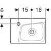 Раковина Geberit Xeno²: Белый / Специальное керамическое покрытие KeraTect, B=40см, H=12.5см, T=28см, Отверстие под смеситель=Левая, Перелив=Без