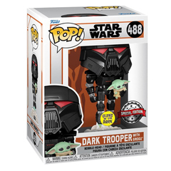 Фигурка Funko POP! Bobble Star Wars Mandalorian Dark Trooper With Grogu (GW) (Exc) 58286