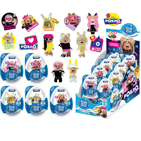 РОБЛОКСЕРЫ KVINKA, ЖЕНЯША, КОРЖИК, FIL1KTOP, БАБКА ШОУ KIDS BOX Десерт с подарком 1кор*6бл*16шт, 20г.