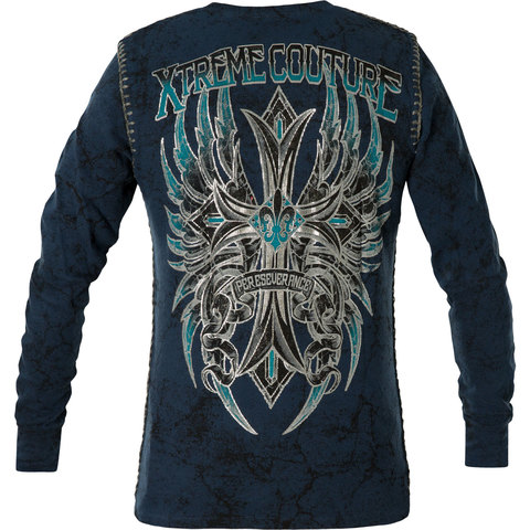 Xtreme Couture | Пуловер мужской Bronze Arms X1764I от Affliction синий спина