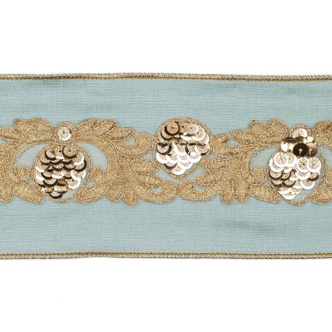 Лента с узорами 5м Goodwill голубая/зеленая/золотая