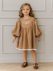 Платье с вышивкой из муслина, Кофе