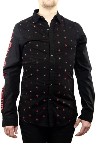 The Saints Sinphony | Рубашка мужская BULLETPROOF BUTTON UP BLACK TS2814 перед на модели