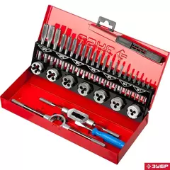 ЗУБР 32 предмета, сталь 9ХС, набор метчиков и плашек (28129-H32)