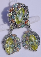 Ирий (кольцо + серьги из серебра)