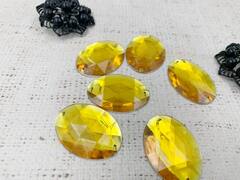 Стразы пришивные акрил, d 4х3 см, жёлтый