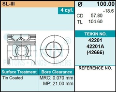 Поршень двигателя TEIKIN 42201 STD (4шт/упак)