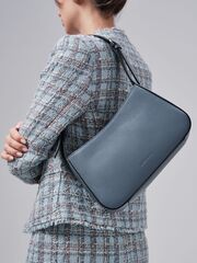 Сумка кожаная багет Deboro 31046 серый