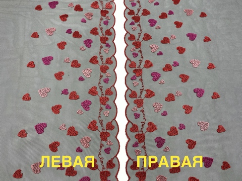 Вышивка на сетке сердечки (левая) 22 см