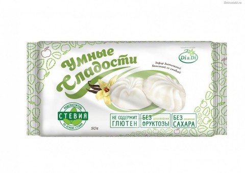 Зефир Умные сладости ванильный, со стевией б/глютен 50г