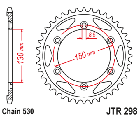 Звезда ведомая задняя JTR298.40 зубов для Honda CB 750, VFR 400