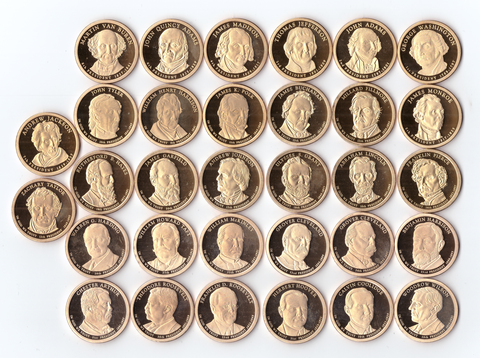 (Proof) 1 доллар. Президенты США. 32 монеты двор S