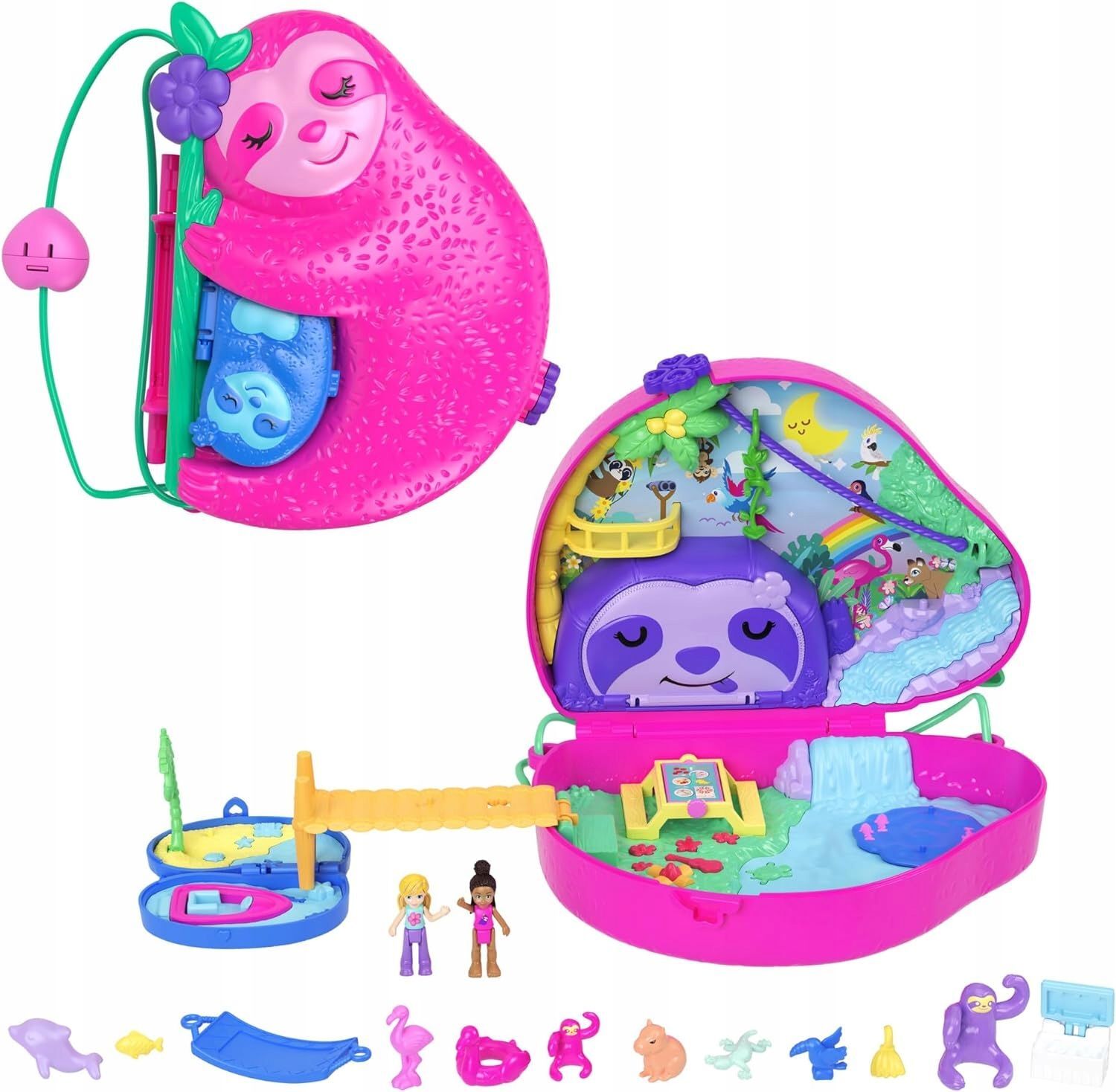 Фигурки Mattel Polly Pocket - Игровой набор Компактная сумка ленивец Sloth  Family с 2 микрокуклами и животными HRD40 купить в Москве | Доставка по  России.