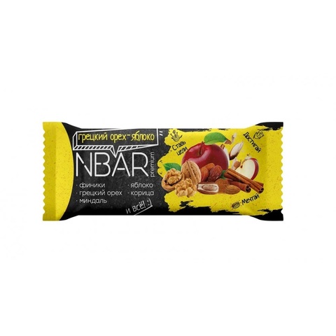Батончик NBar Грецкий орех и Яблоко | WellFoods