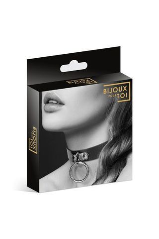 Узенький ошейник из полиуретана с кольцом - Bijoux Pour Toi 6060010010