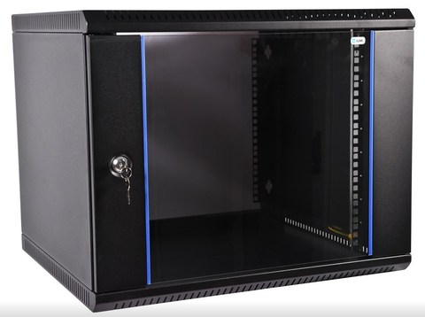 Шкаф ЦМО ШРН-Э-18.500-9005 телекоммуникационный настенный разборный 18U (600 × 520) дверь стекло, цвет черный