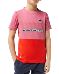 Детская теннисная футболка Lacoste Tennis x Daniil Medvedev Jersey T-Shirt - pink/red/blue